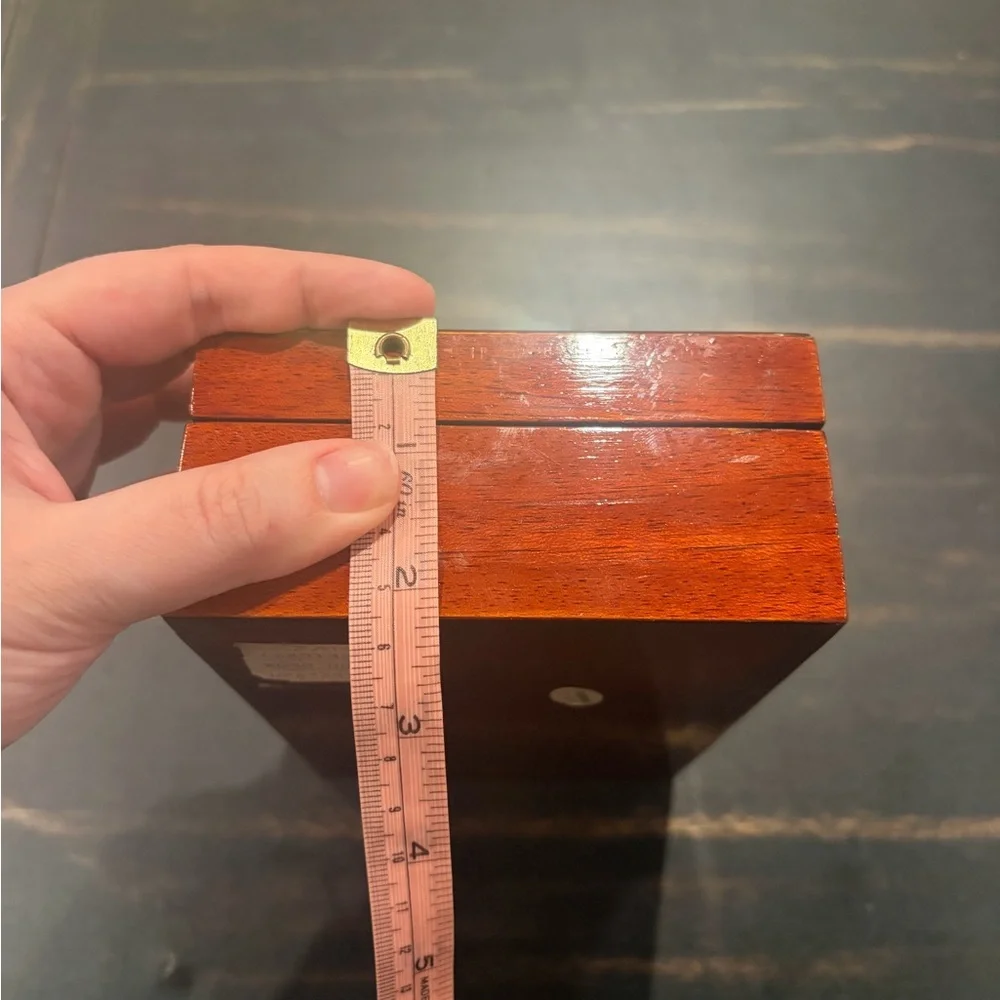 Vintage Belted Cherry Wood Jewelry Box